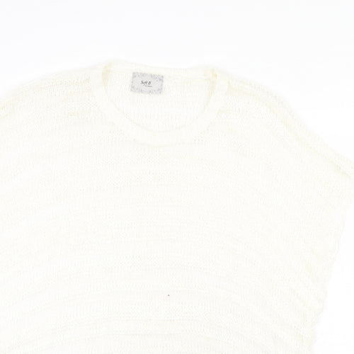 Soft B Womens Ivory Round Neck Acrylic Pullover Jumper Size L