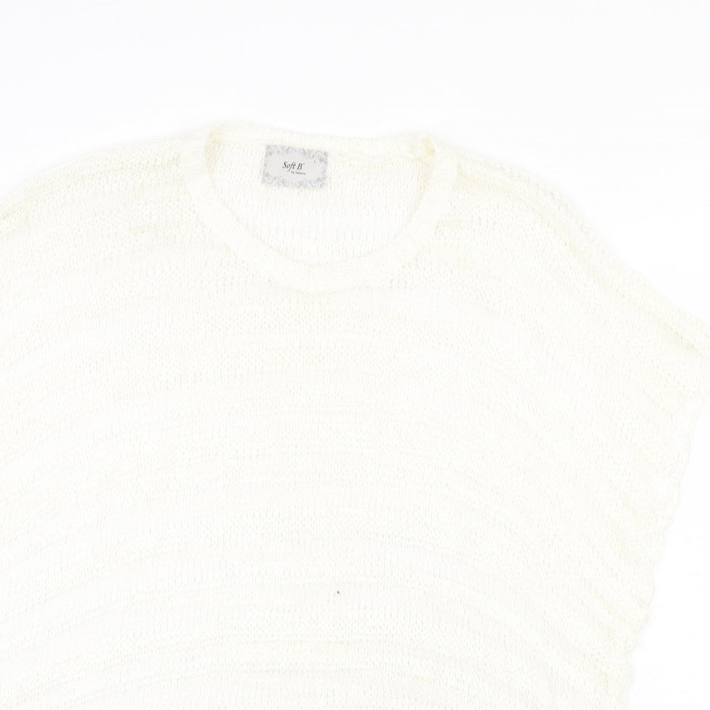 Soft B Womens Ivory Round Neck Acrylic Pullover Jumper Size L