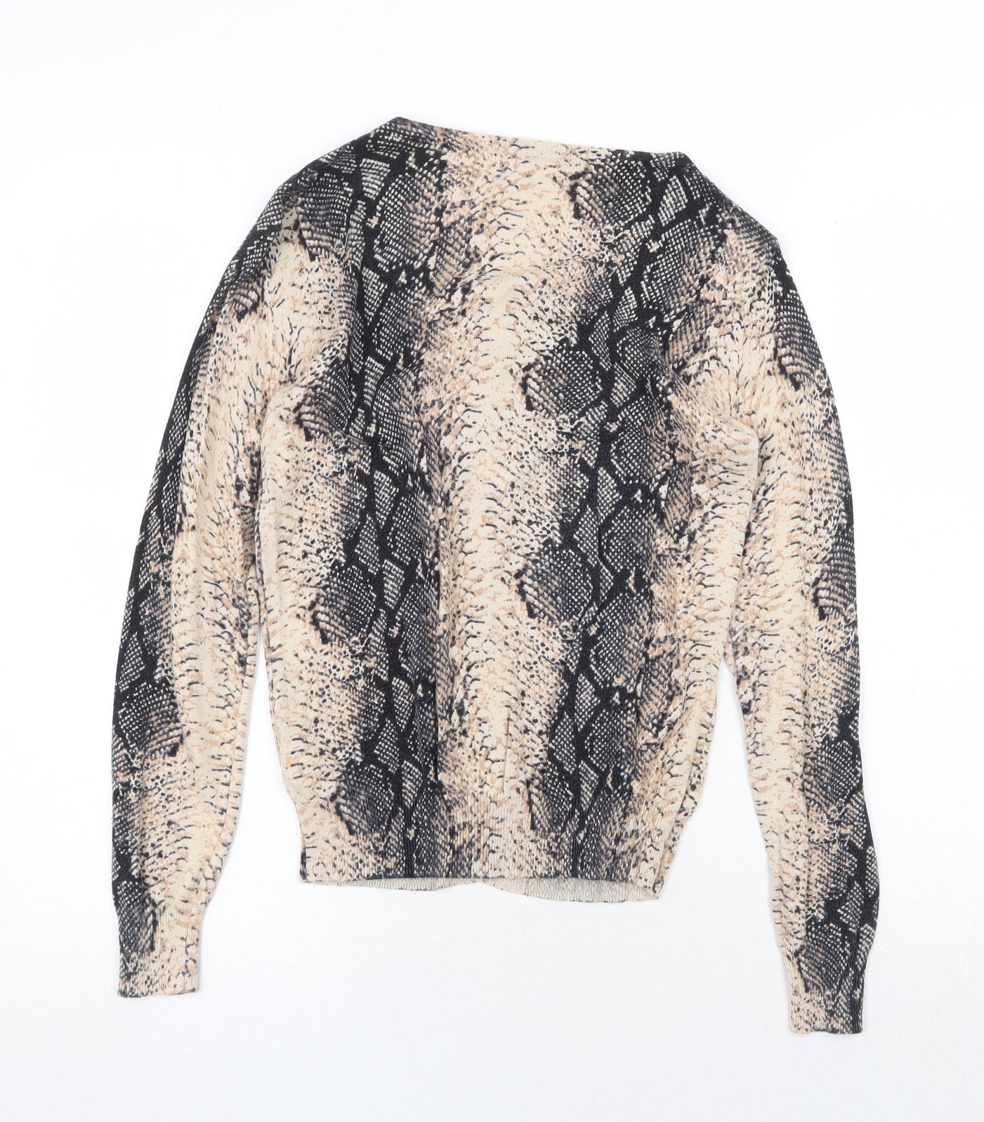 F&F Womens Multicoloured Scoop Neck Animal Print Cotton Cardigan Jumper Size 8 - Snake Print