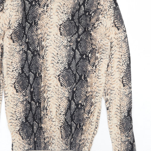 F&F Womens Multicoloured Scoop Neck Animal Print Cotton Cardigan Jumper Size 8 - Snake Print