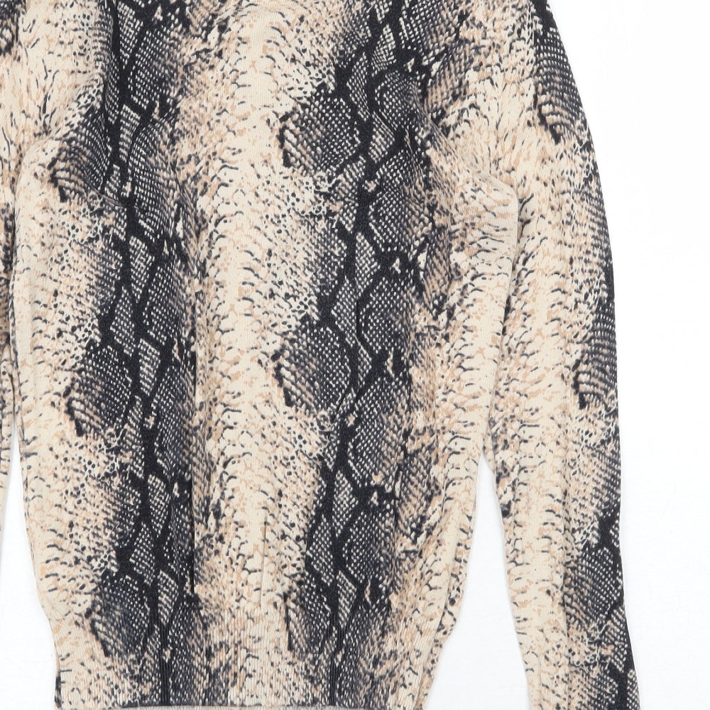 F&F Womens Multicoloured Scoop Neck Animal Print Cotton Cardigan Jumper Size 8 - Snake Print