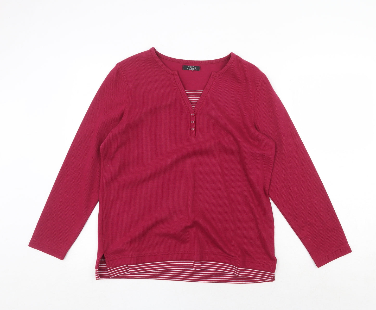 bonma Womens Red V-Neck Polyester Pullover Jumper Size S