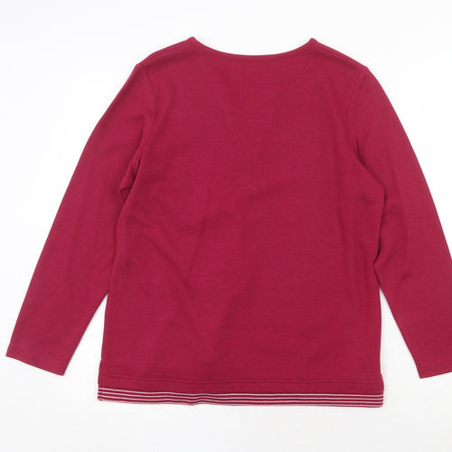 bonma Womens Red V-Neck Polyester Pullover Jumper Size S