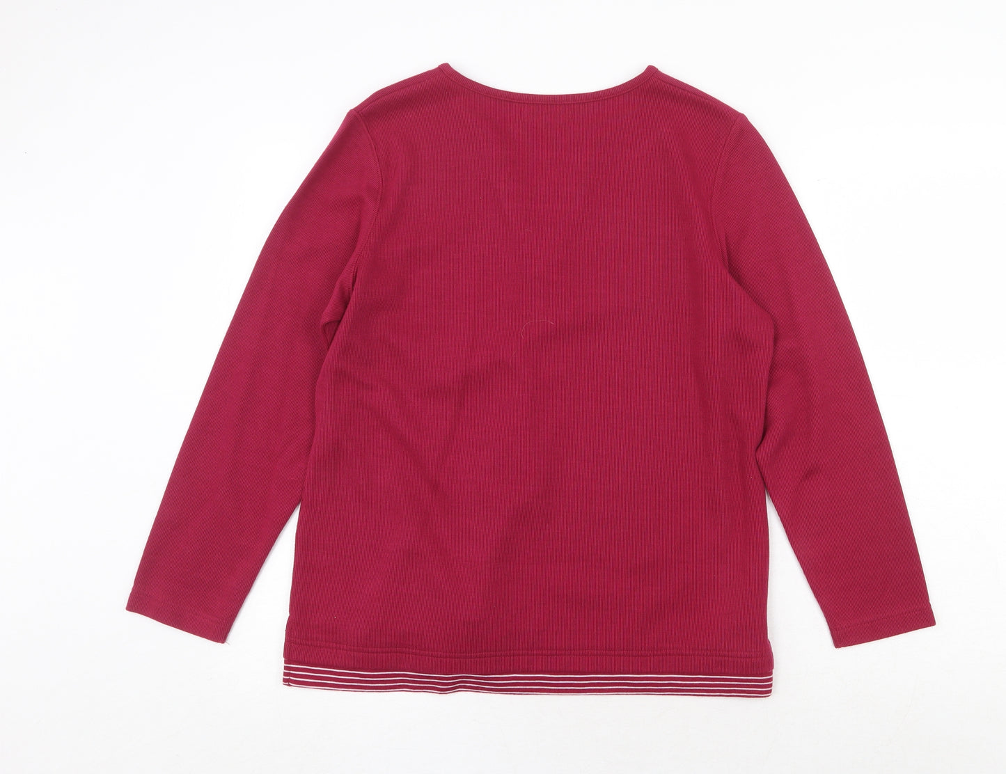 bonma Womens Red V-Neck Polyester Pullover Jumper Size S