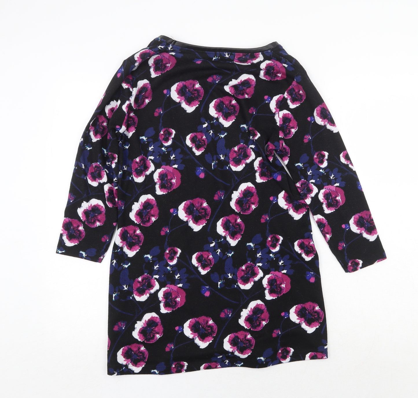 Day & Night Womens Black Round Neck Floral Polyester Pullover Jumper Size 12