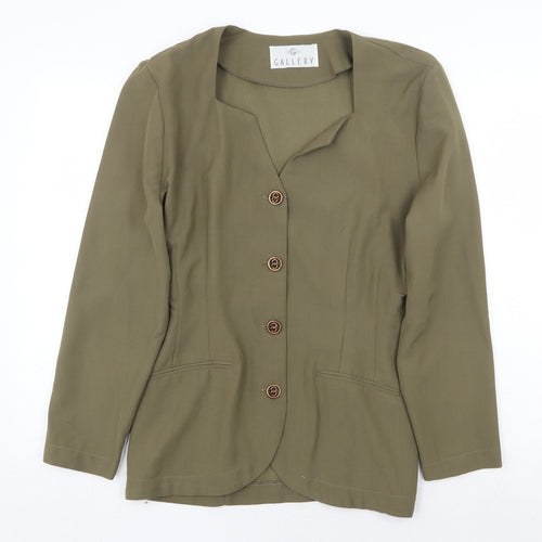 Gallery Womens Green Jacket Blazer Size 12 Button