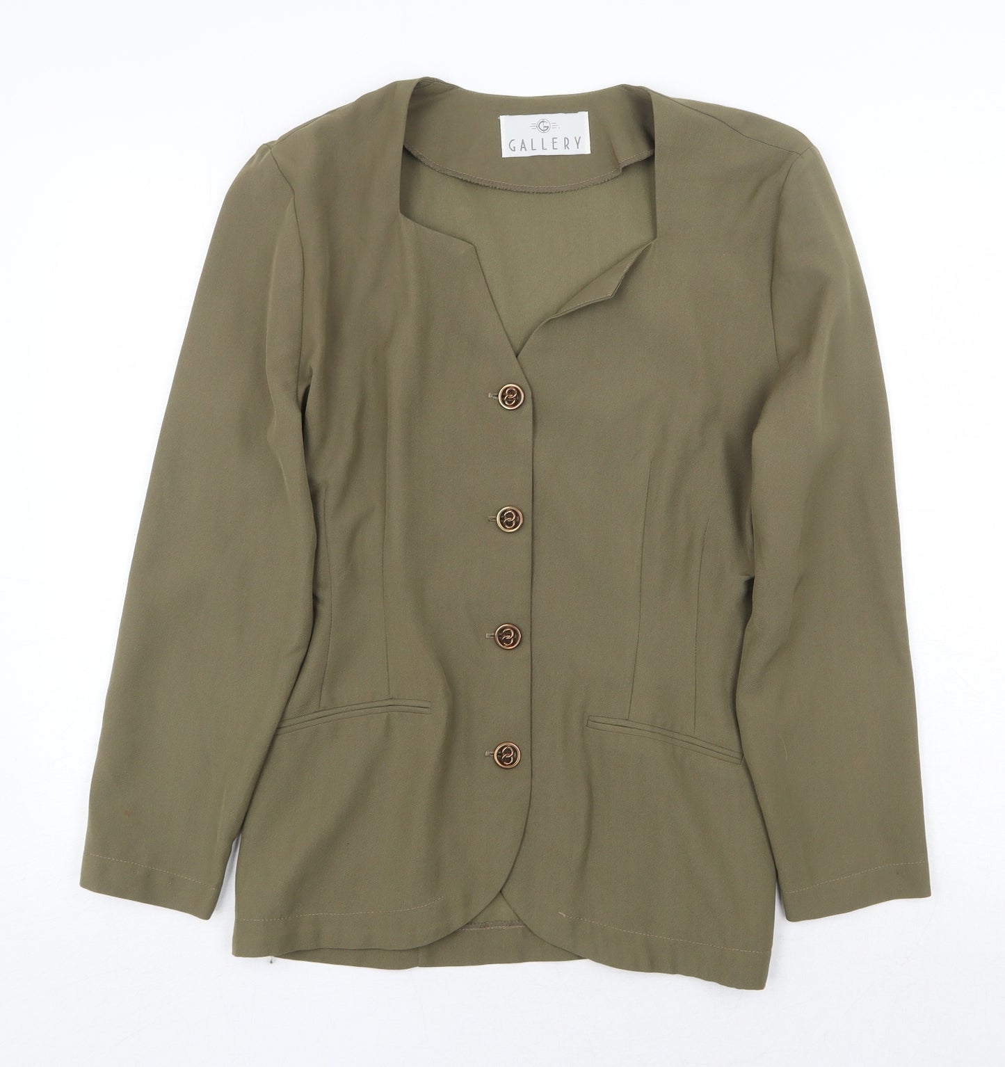 Gallery Womens Green Jacket Blazer Size 12 Button