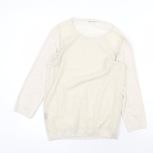 Zara Womens Beige Round Neck Acrylic Pullover Jumper Size S