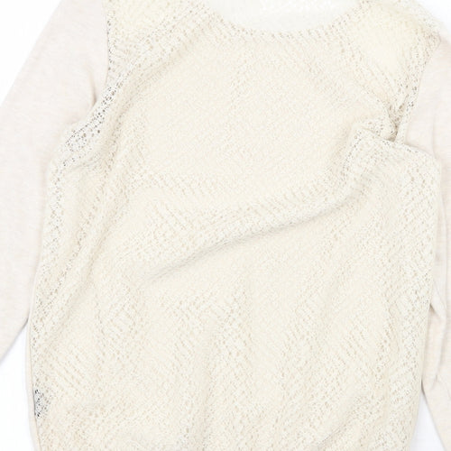 Zara Womens Beige Round Neck Acrylic Pullover Jumper Size S