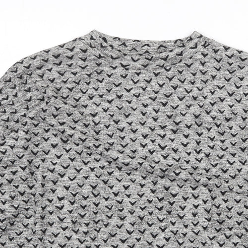 NEXT Womens Grey Round Neck Geometric Cotton Pullover Jumper Size 10