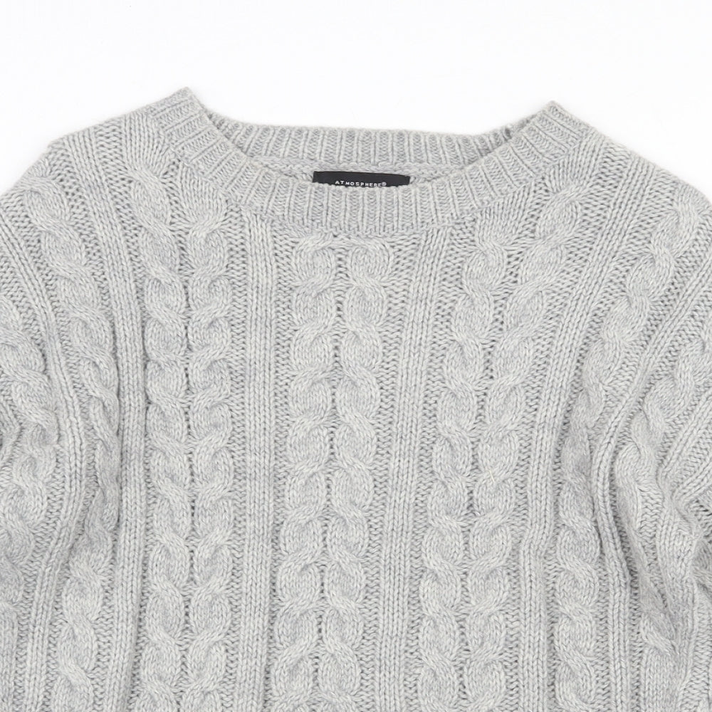 Atmosphere Womens Grey Round Neck Acrylic Pullover Jumper Size S