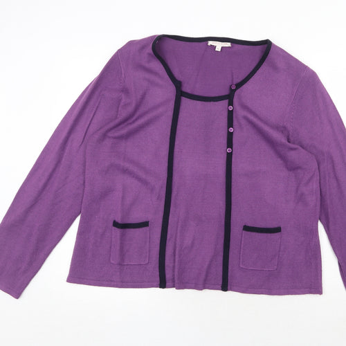 Anna Rose Womens Purple Scoop Neck Acrylic Pullover Jumper Size 2XL