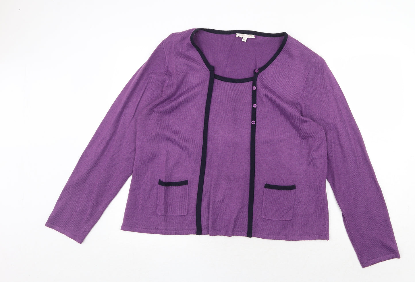 Anna Rose Womens Purple Scoop Neck Acrylic Pullover Jumper Size 2XL