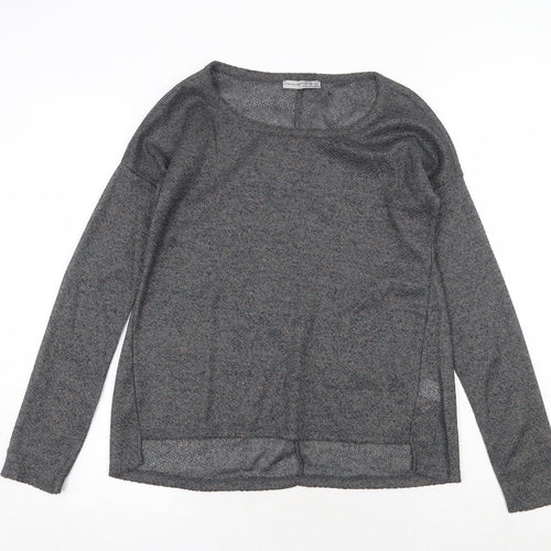 Atmosphere Womens Grey Geometric Polyester Basic Blouse Size 8 Round Neck
