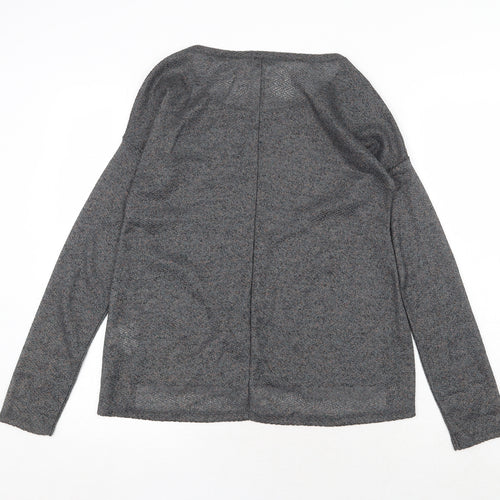 Atmosphere Womens Grey Geometric Polyester Basic Blouse Size 8 Round Neck