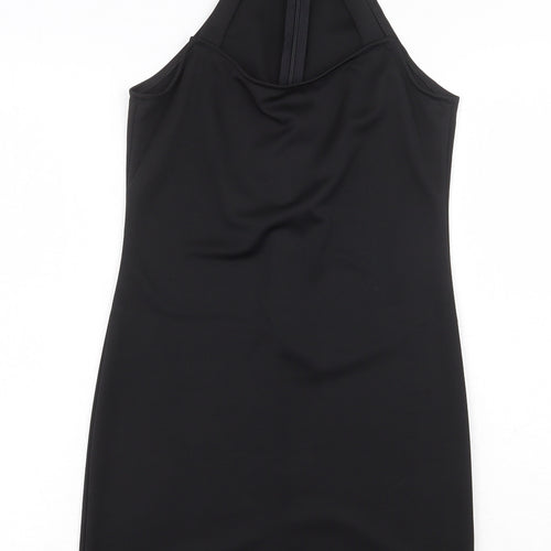 Preworn Womens Black Polyester Bodycon Size S Halter Zip