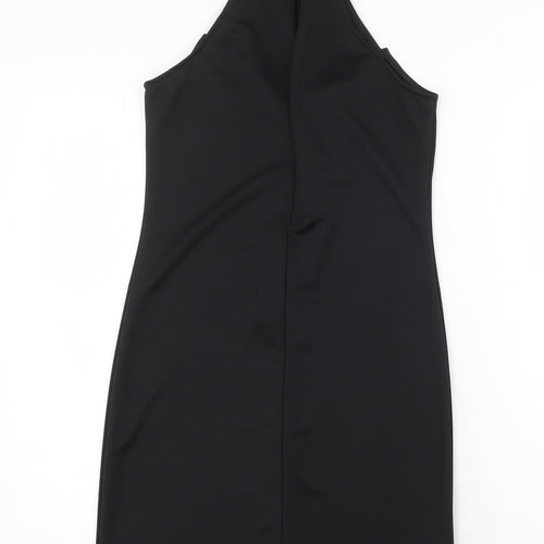 Preworn Womens Black Polyester Bodycon Size S Halter Zip