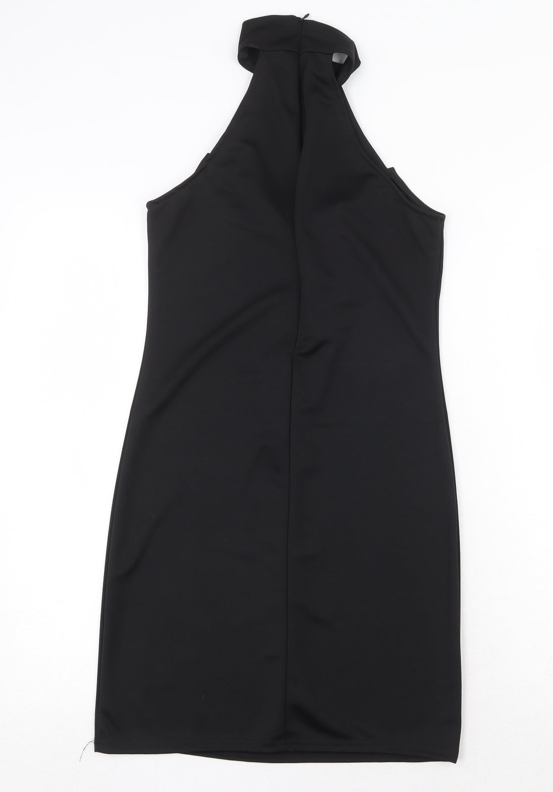 Preworn Womens Black Polyester Bodycon Size S Halter Zip