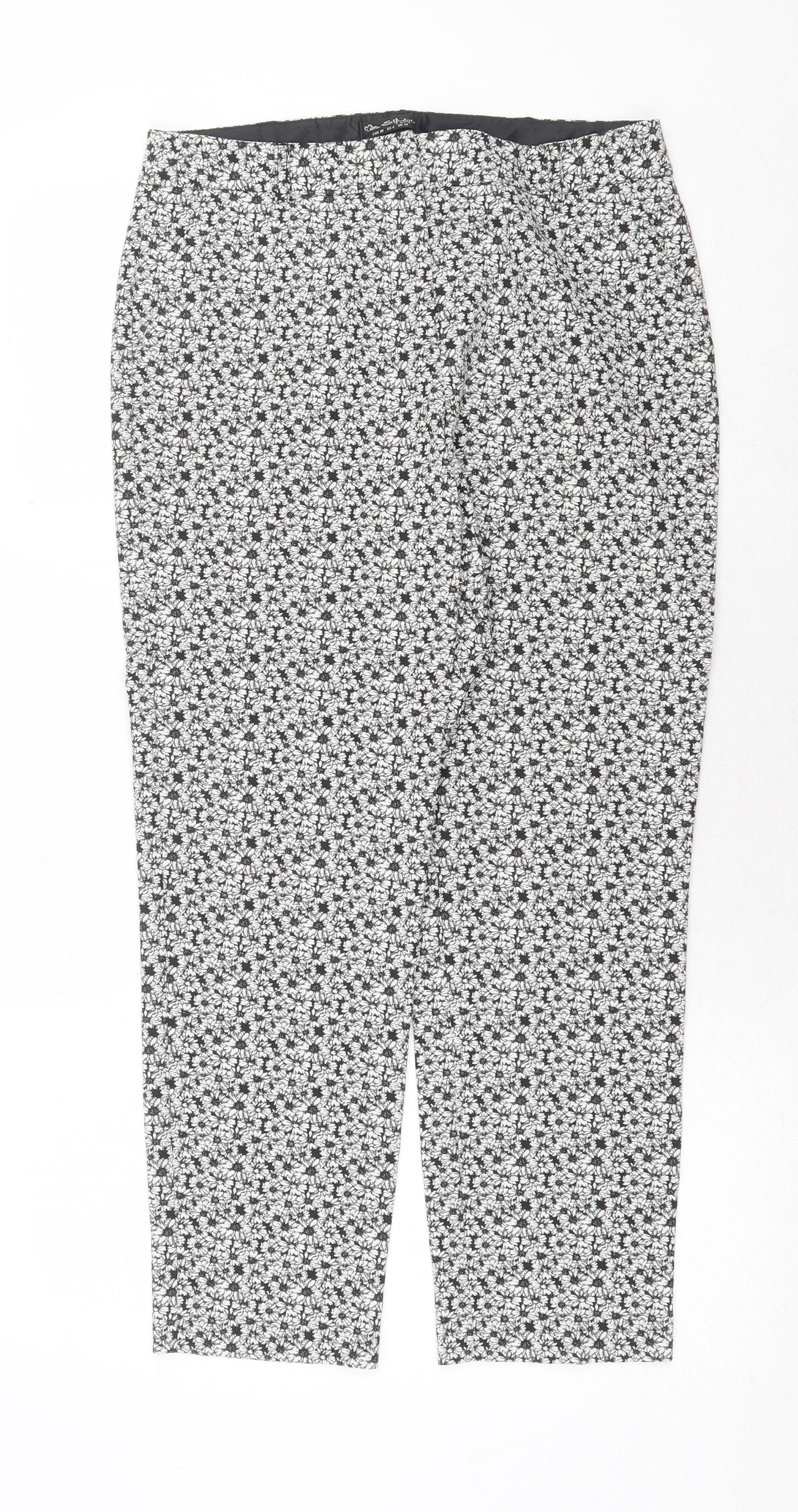 Miss Selfridge Womens White Floral Polyester Trousers Size 10 Regular Zip