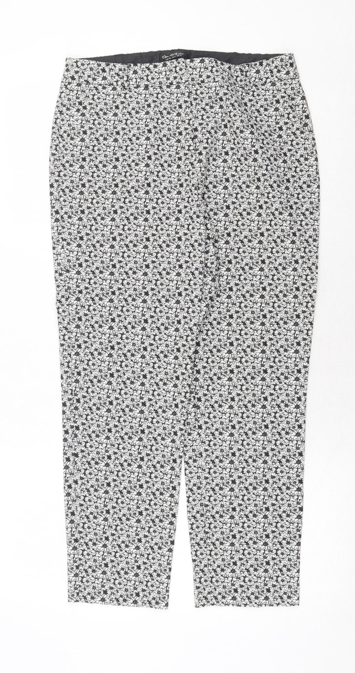 Miss Selfridge Womens White Floral Polyester Trousers Size 10 Regular Zip