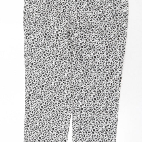 Miss Selfridge Womens White Floral Polyester Trousers Size 10 Regular Zip