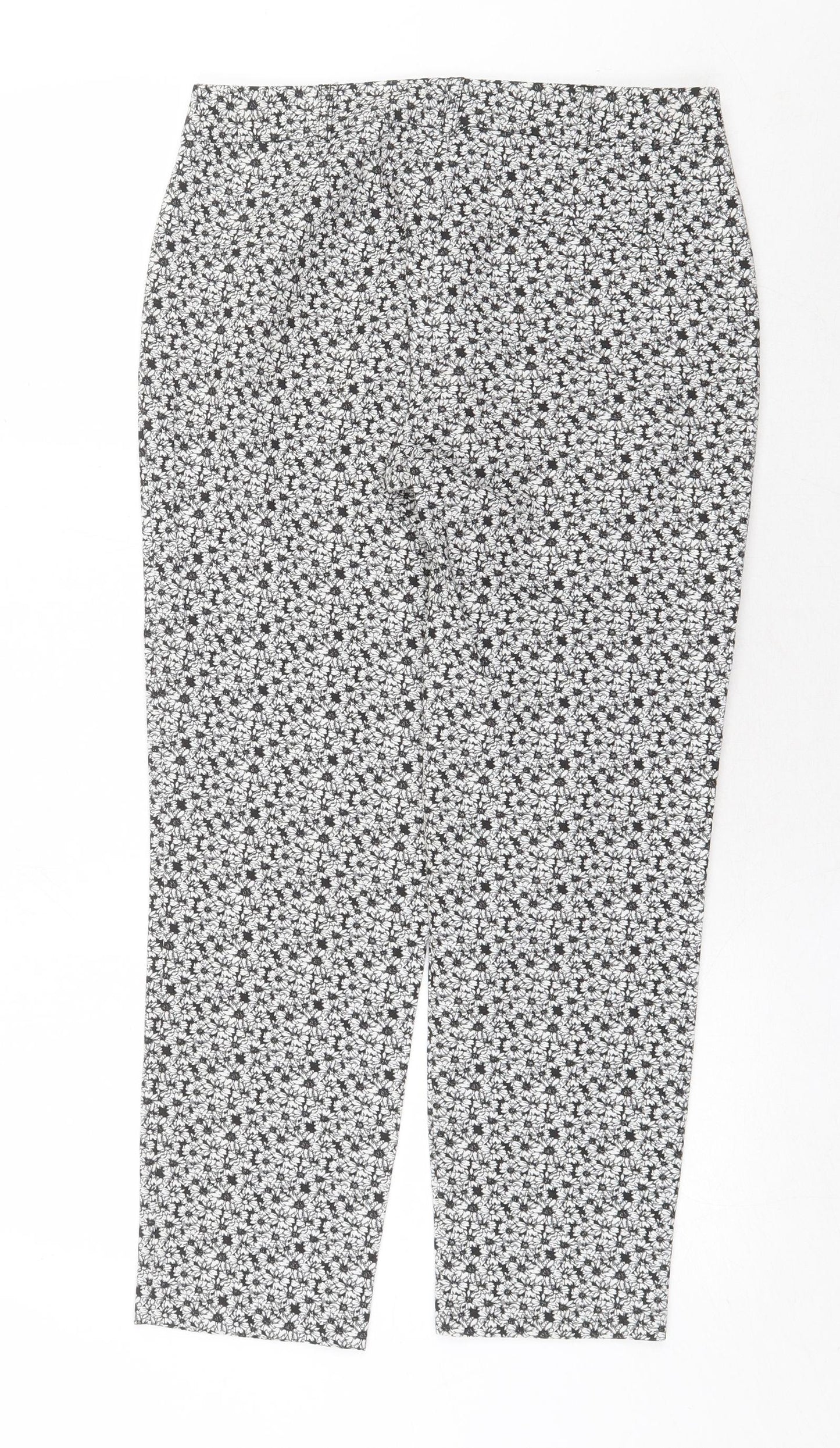 Miss Selfridge Womens White Floral Polyester Trousers Size 10 Regular Zip