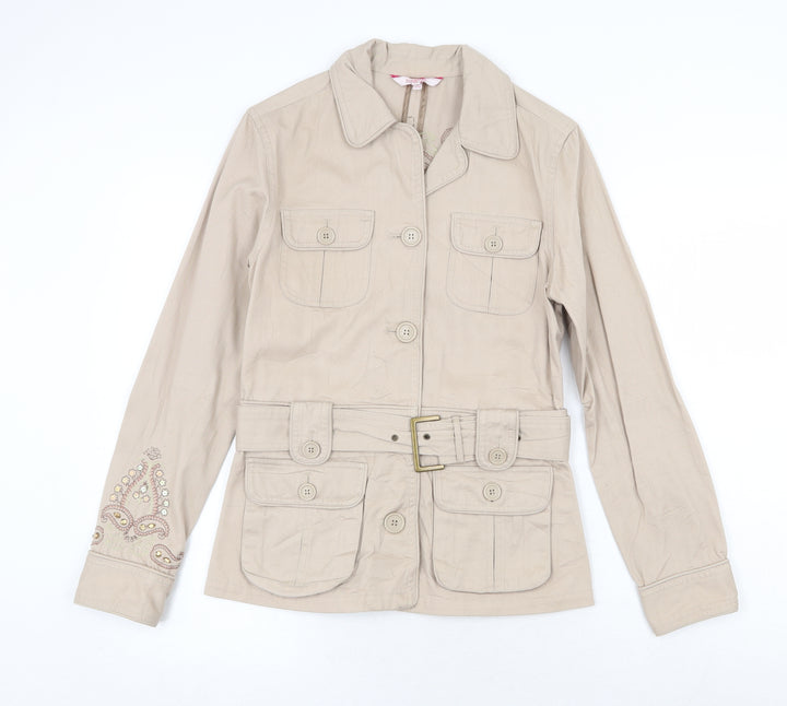 Debenhams Womens Beige Jacket Size 10 Button