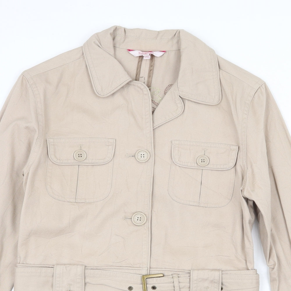 Debenhams Womens Beige Jacket Size 10 Button