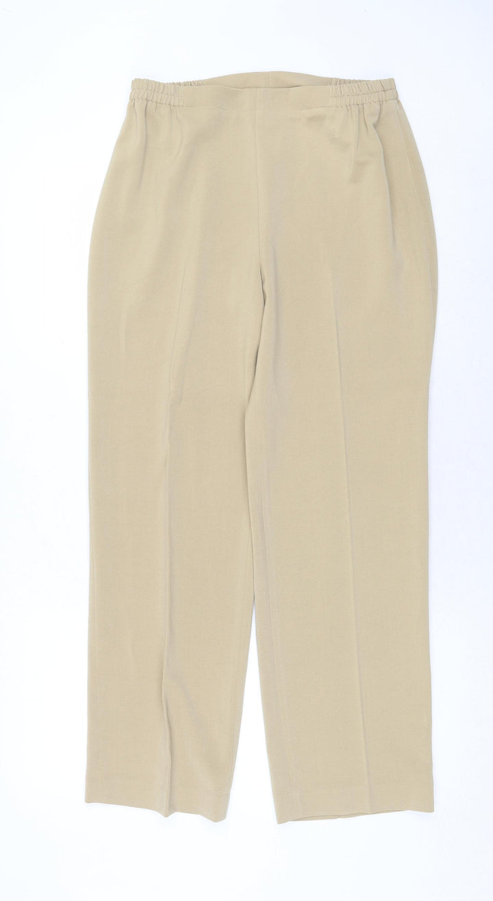 Artigiano Womens Beige Polyester Trousers Size 12 Regular