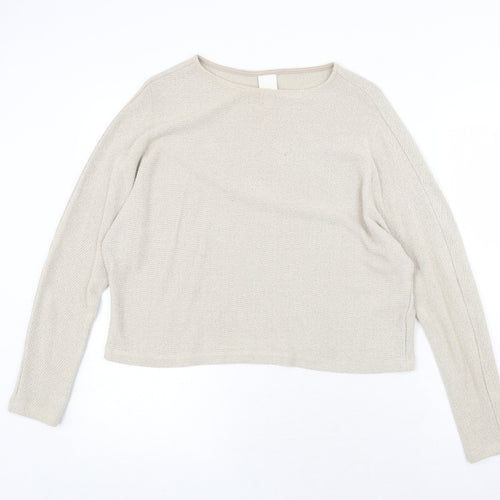 H&M Womens Beige Round Neck Viscose Pullover Jumper Size XS