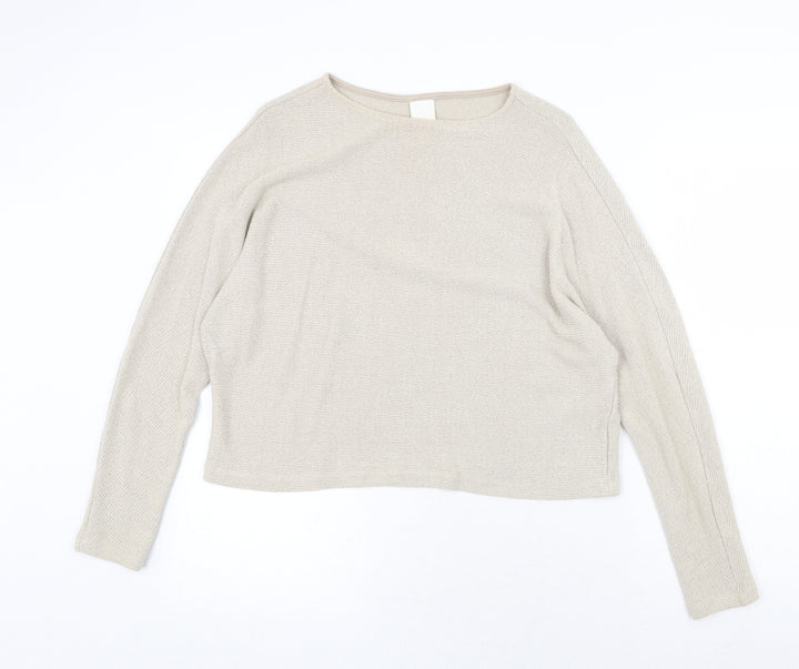 H&M Womens Beige Round Neck Viscose Pullover Jumper Size XS
