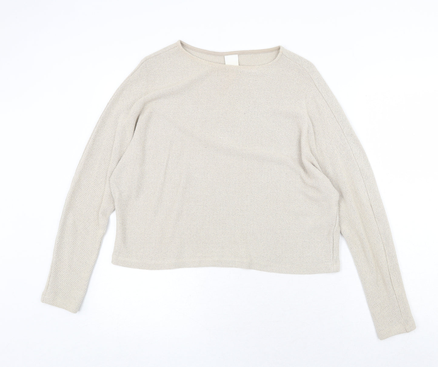 H&M Womens Beige Round Neck Viscose Pullover Jumper Size XS