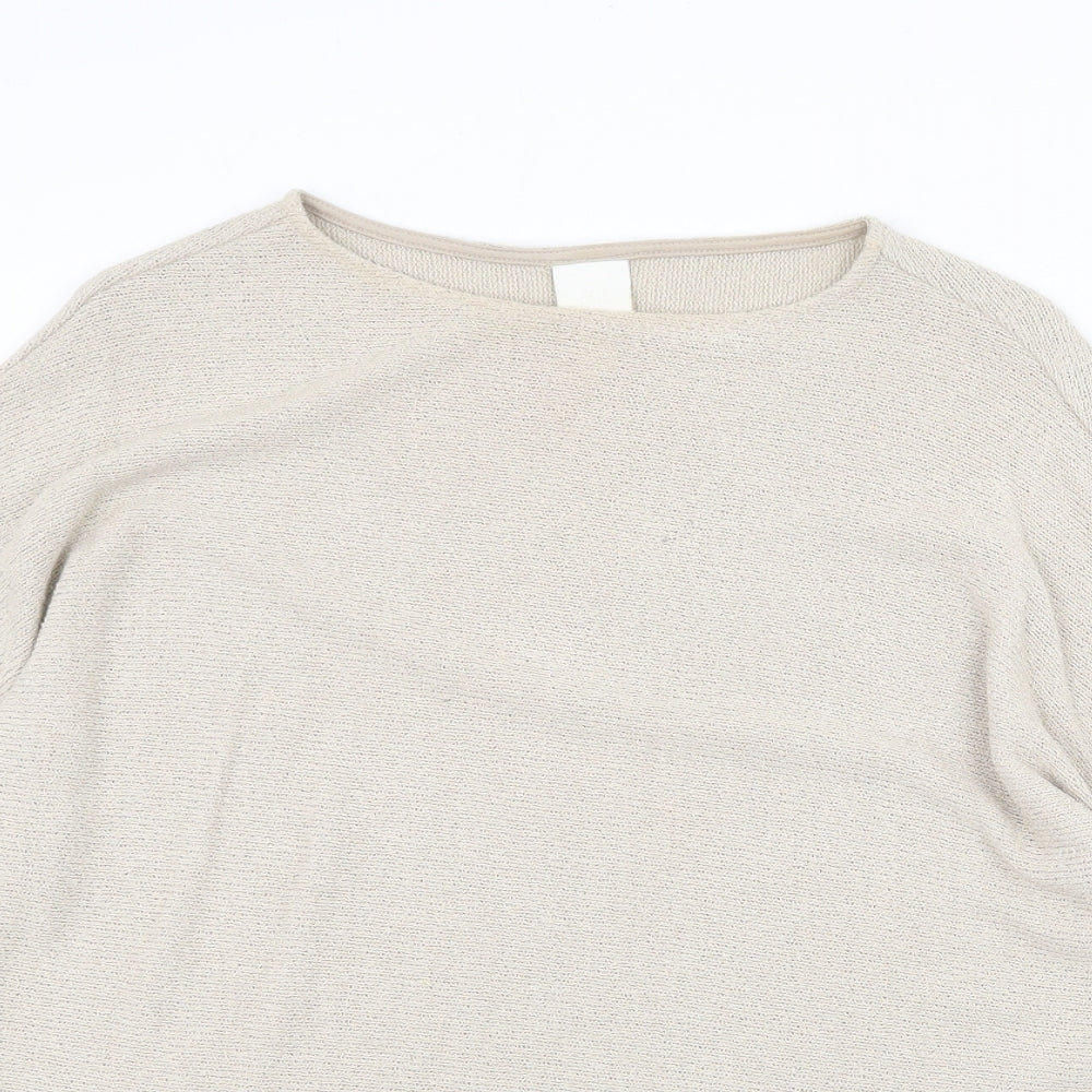 H&M Womens Beige Round Neck Viscose Pullover Jumper Size XS