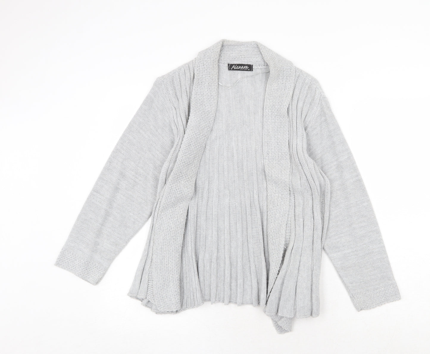 Alexara Womens Grey V-Neck Cotton Cardigan Jumper Size M