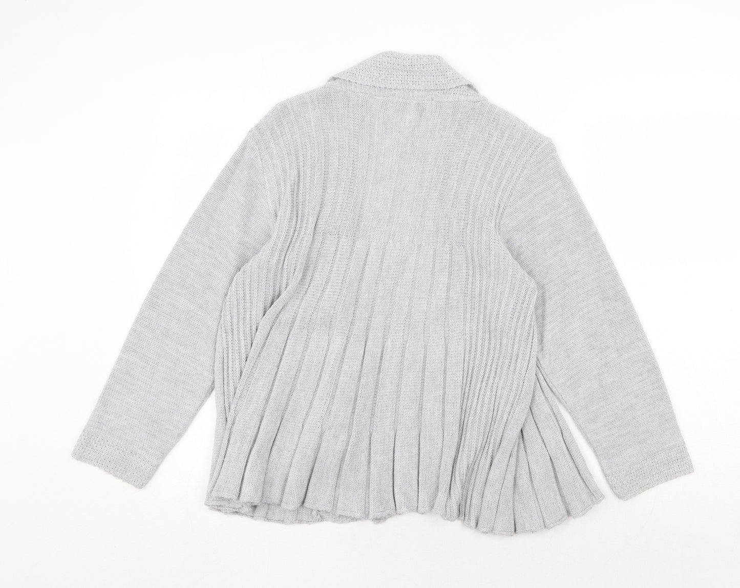 Alexara Womens Grey V-Neck Cotton Cardigan Jumper Size M