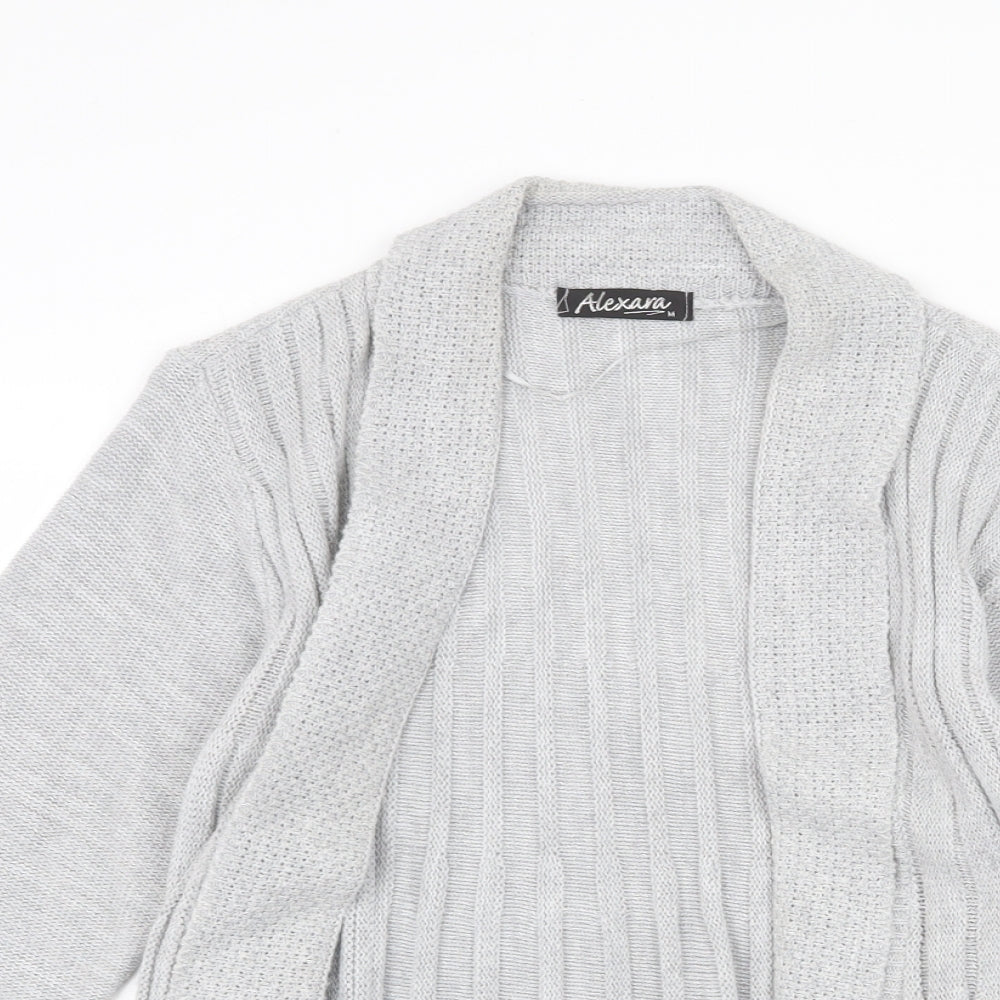 Alexara Womens Grey V-Neck Cotton Cardigan Jumper Size M