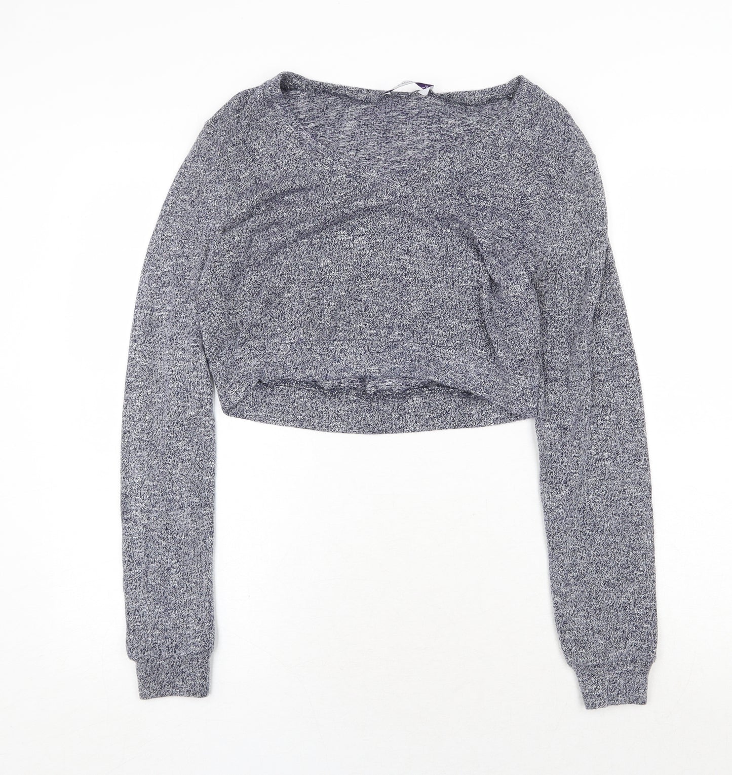 Luck & Trouble Womens Black V-Neck Cotton Pullover Jumper Size 10