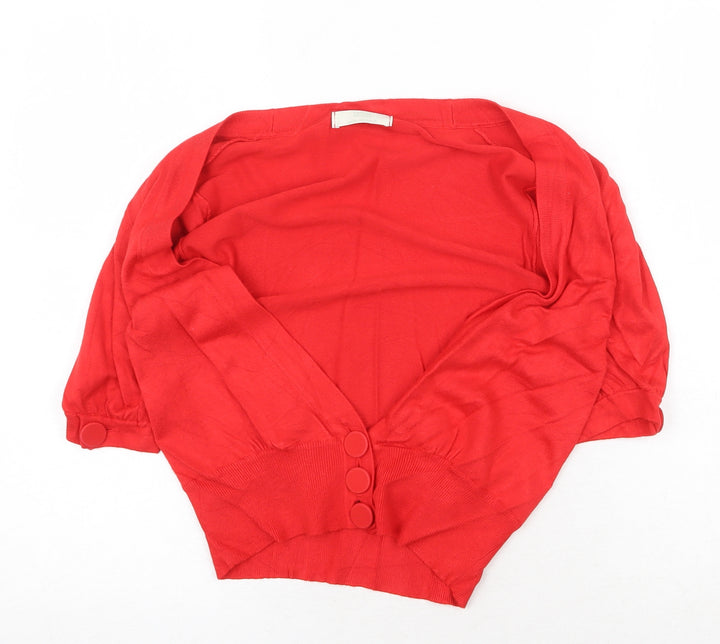 Marks and Spencer Womens Red V-Neck Viscose Cardigan Jumper Size 8