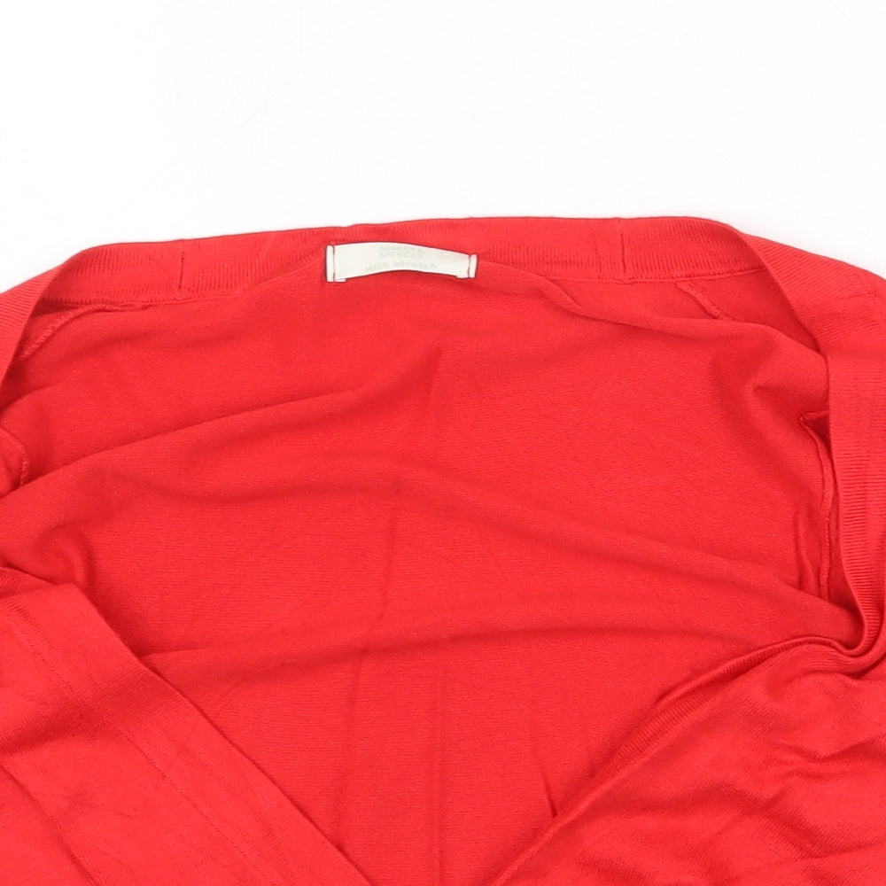 Marks and Spencer Womens Red V-Neck Viscose Cardigan Jumper Size 8