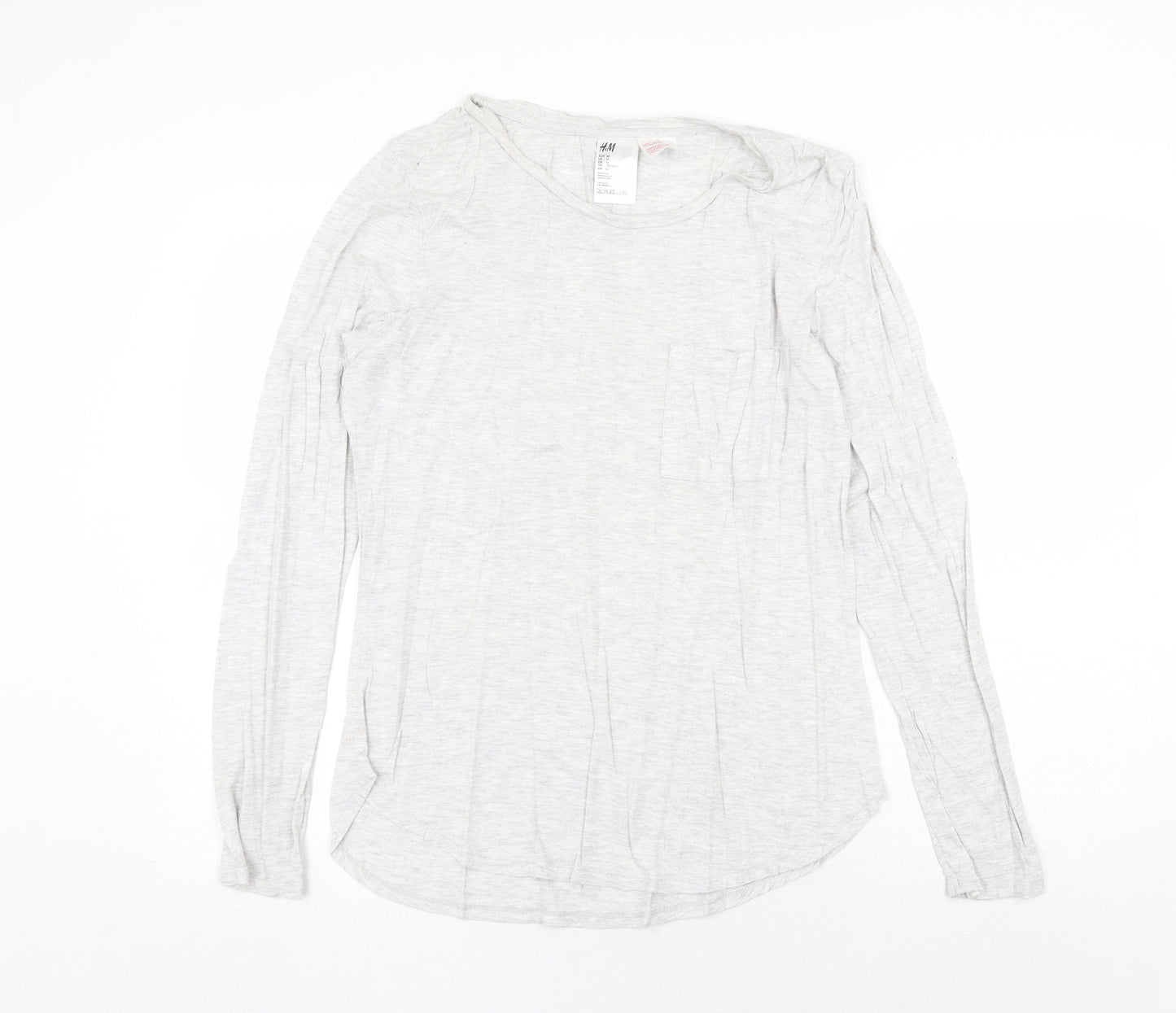 H&M Womens Grey Viscose Basic T-Shirt Size M Round Neck