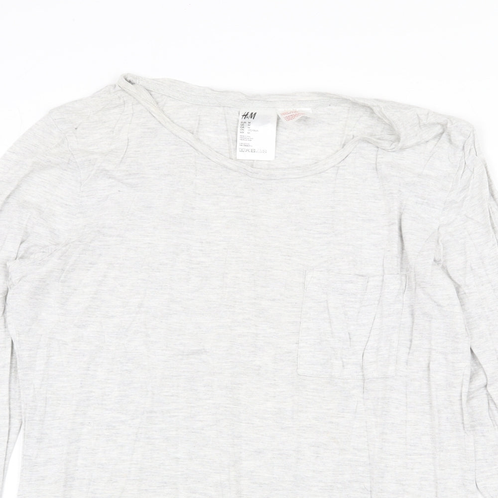 H&M Womens Grey Viscose Basic T-Shirt Size M Round Neck