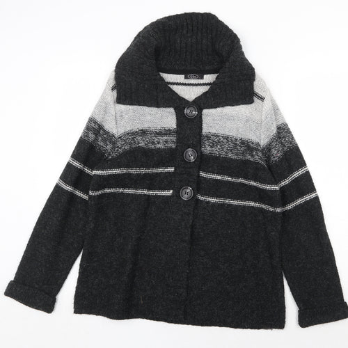 Bonmarché Womens Grey V-Neck Acrylic Cardigan Jumper Size S