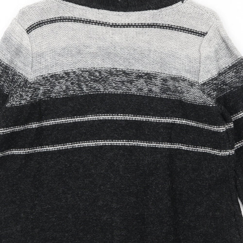 Bonmarché Womens Grey V-Neck Acrylic Cardigan Jumper Size S
