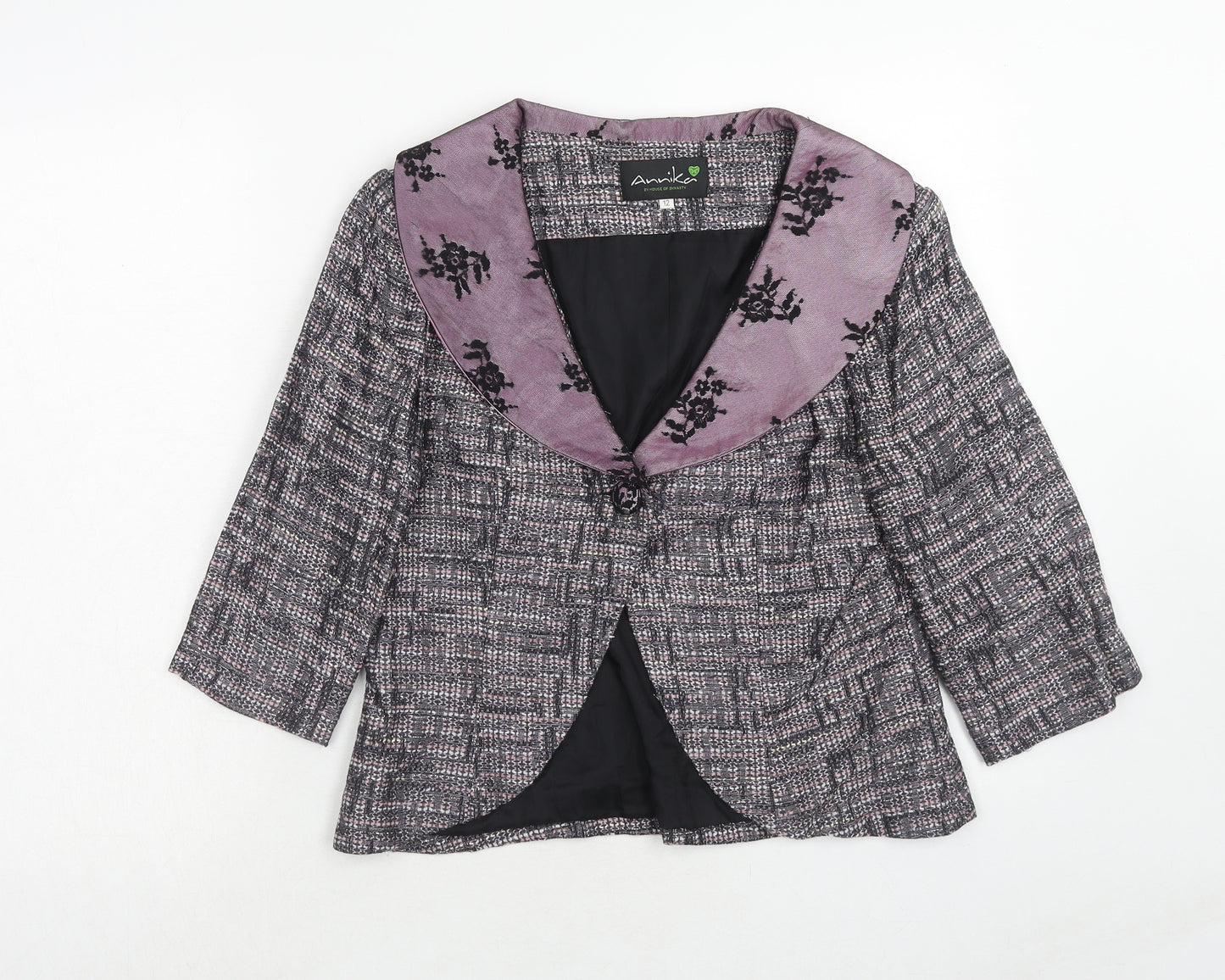 Annika Womens Purple Polyacrylate Fibre Jacket Blazer Size 12