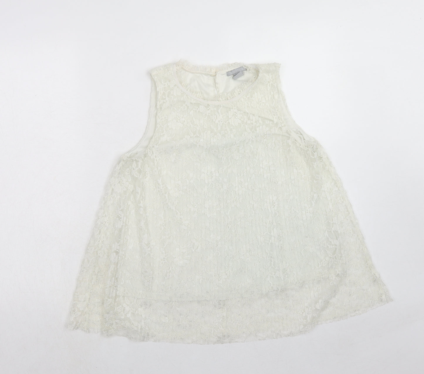 H&M Womens Ivory Polyester Basic Tank Size S Boat Neck - Layered