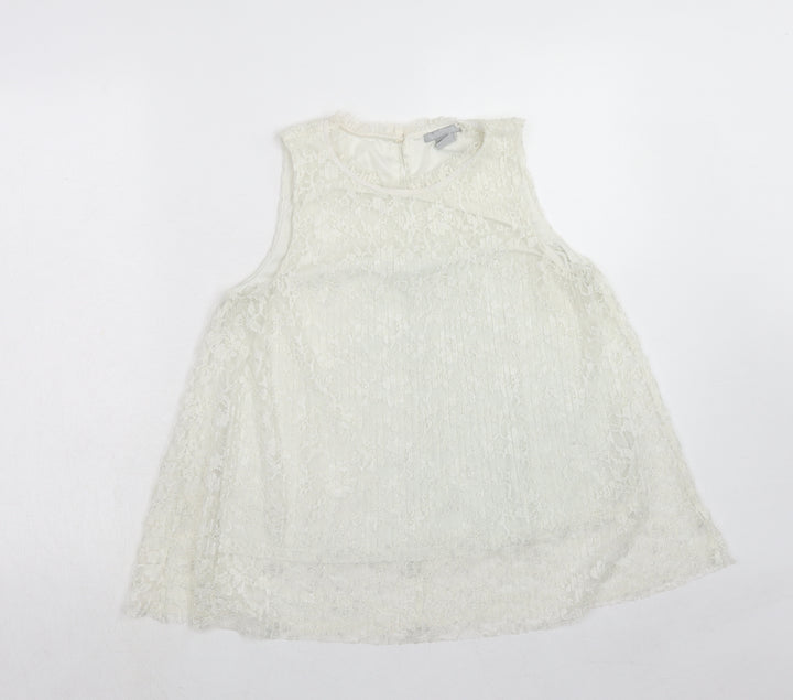 H&M Womens Ivory Polyester Basic Tank Size S Boat Neck - Layered