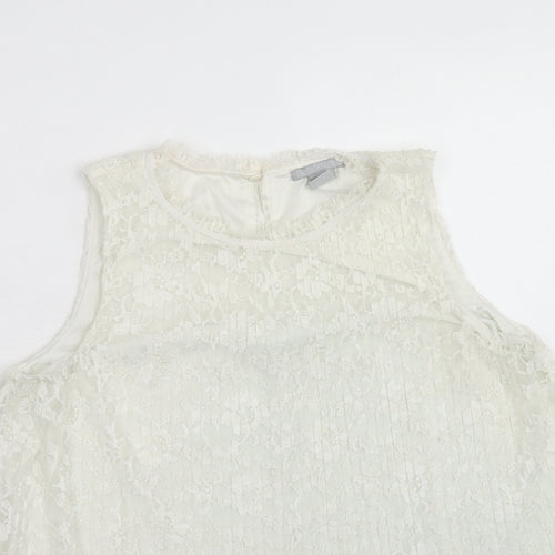 H&M Womens Ivory Polyester Basic Tank Size S Boat Neck - Layered