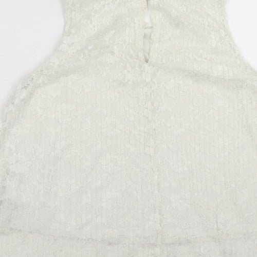 H&M Womens Ivory Polyester Basic Tank Size S Boat Neck - Layered