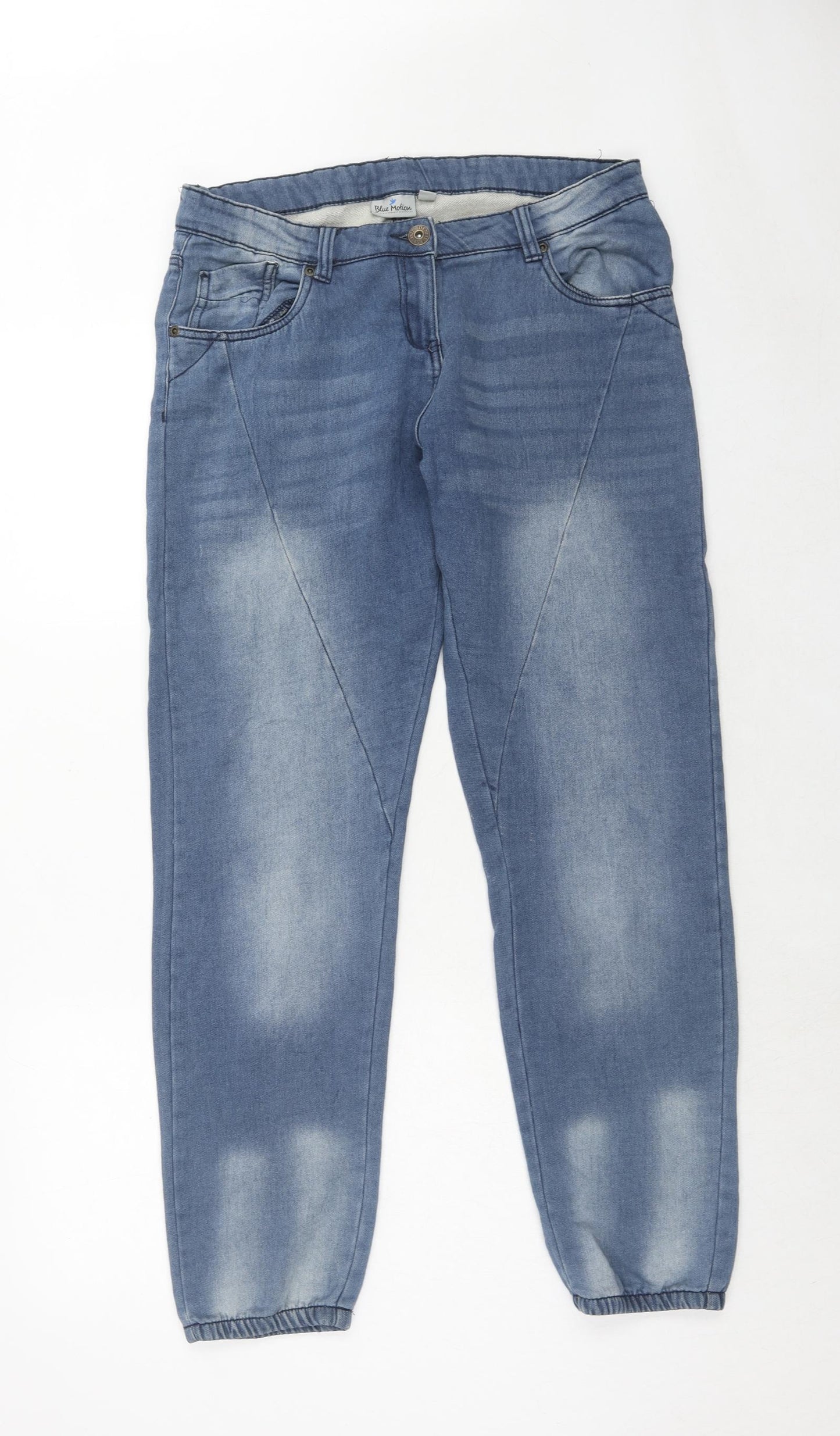 Blue Motion Womens Blue Cotton Straight Jeans Size 12 Regular Zip