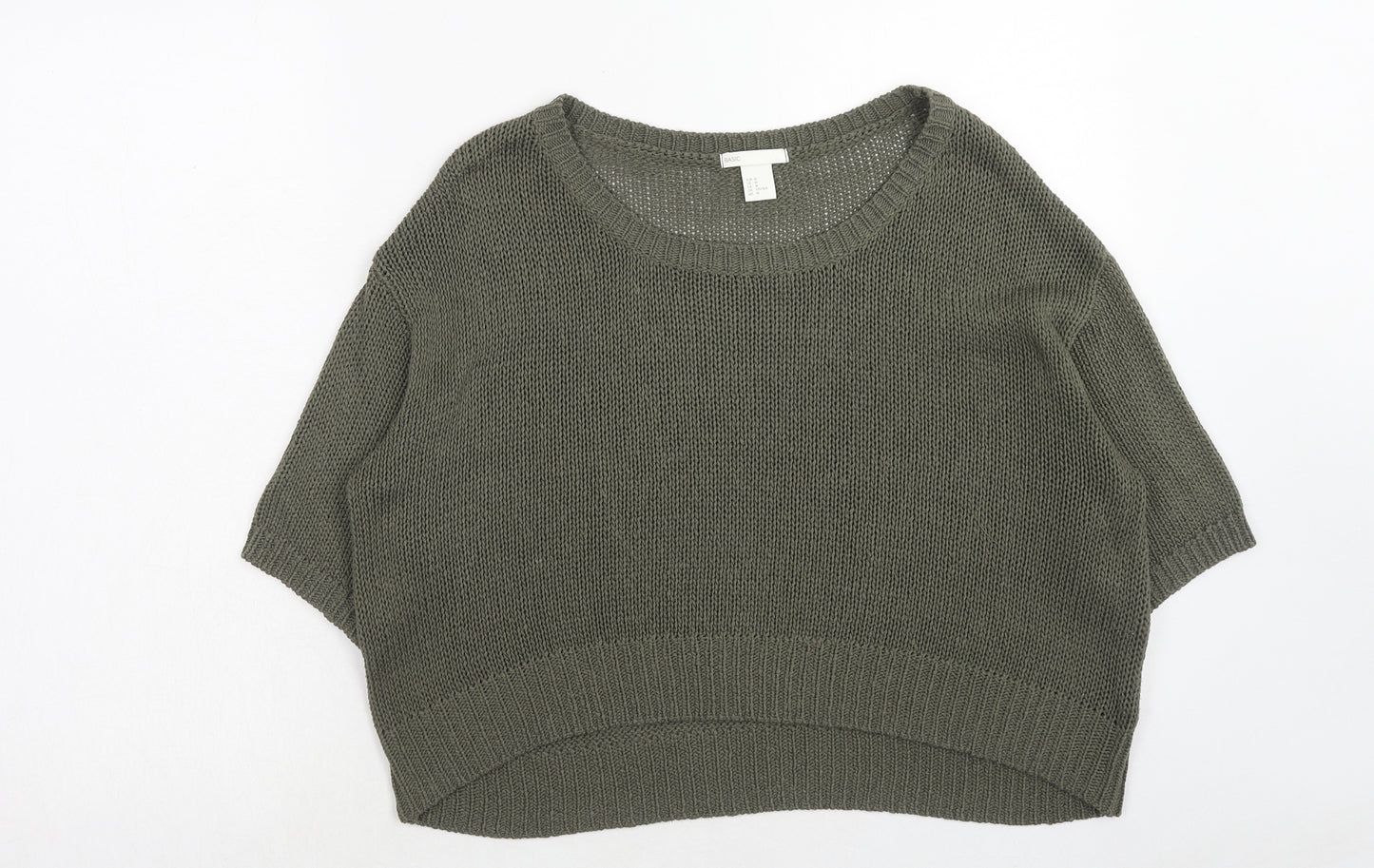 H&M Womens Green Boat Neck Acrylic Pullover Jumper Size M